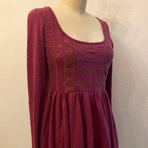Free People Long Sleeve Peplum Top Raspberry Purple XS
